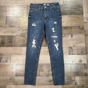 Old Navy Rockstar Jeans Womens 2 High Rise Super Skinny Dark Wash Blue Denim